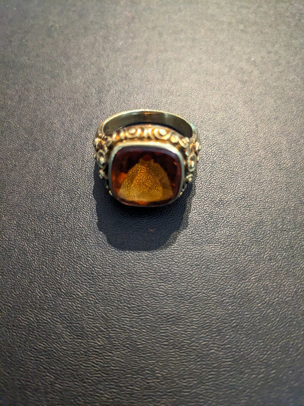 Damen Vintage Gold Citrin Ring